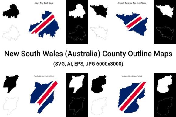 New South Wales County Outline Maps for Embroidery Projects