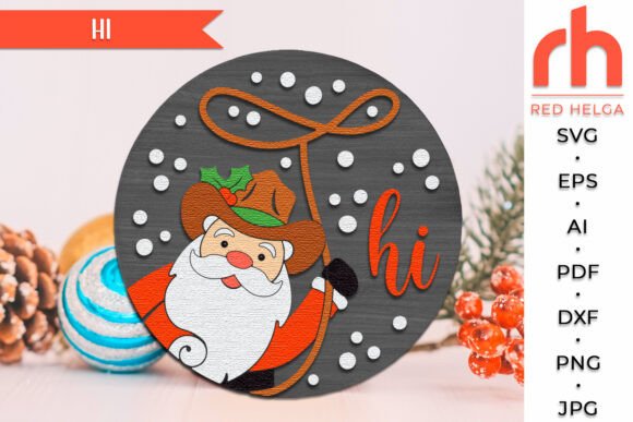 Santa Hi SVG: A Festive Door Sign for Real Embroidery Projects